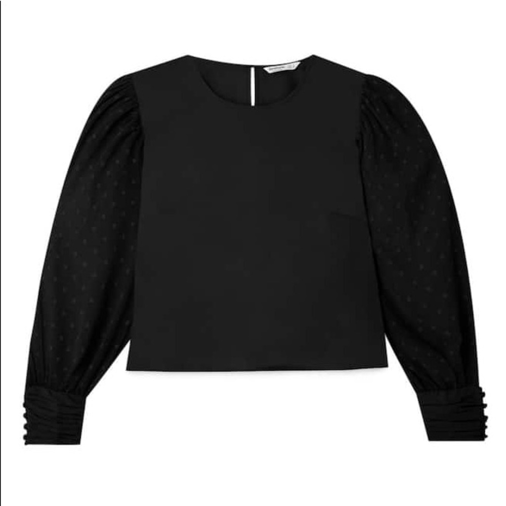 Poplin shirt with dotted mesh sleeves - Picture 2 of 6